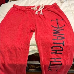 Ocean Drive Red Track Pants with Bold Lettering